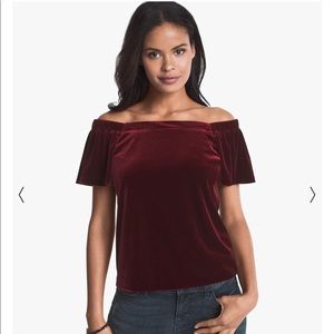 White House Black Market off shoulder velvet top
